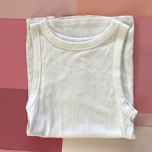 A New Day Womens Rib Knit White Fitted Tank Top